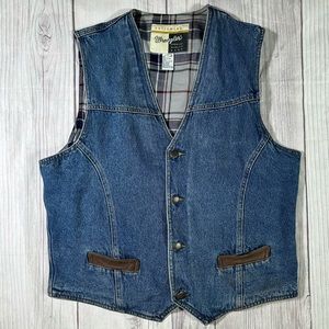 Vintage Outerwear Men’s Wrangler Premium Quality Gear Flannel Lined Denim Vest